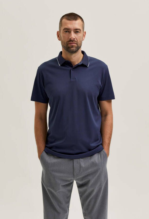 SELECTED HOMME Heren Polo's & T-shirts Slhleroy Coolmax Ss Polo B Donkerblauw