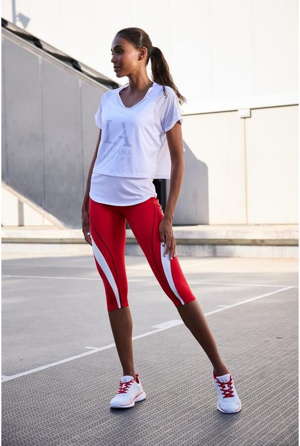 Active by Lascana Functioneel shirt Digital Mauve 2-in-1 t-shirt in laagjesdesign