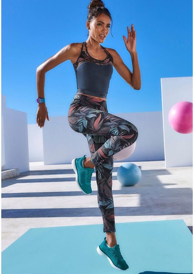 Active by Lascana Crop-top Sporttop met bloemmotief en racerback - Foto 3