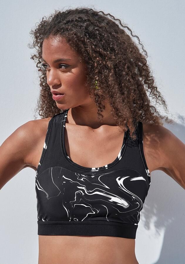 Active by Lascana Functioneel shirt Black Marble Sporttop met racerback en mesh - Foto 9