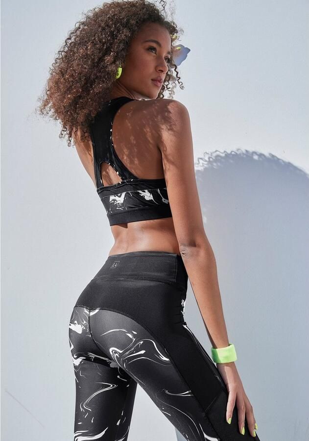 Active by Lascana Functioneel shirt Black Marble Sporttop met racerback en mesh - Foto 8