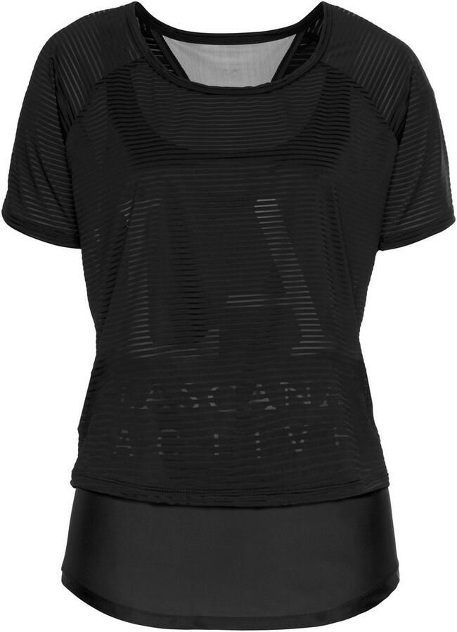 Active by Lascana Functioneel shirt Digital Mauve 2-in-1 t-shirt in laagjesdesign