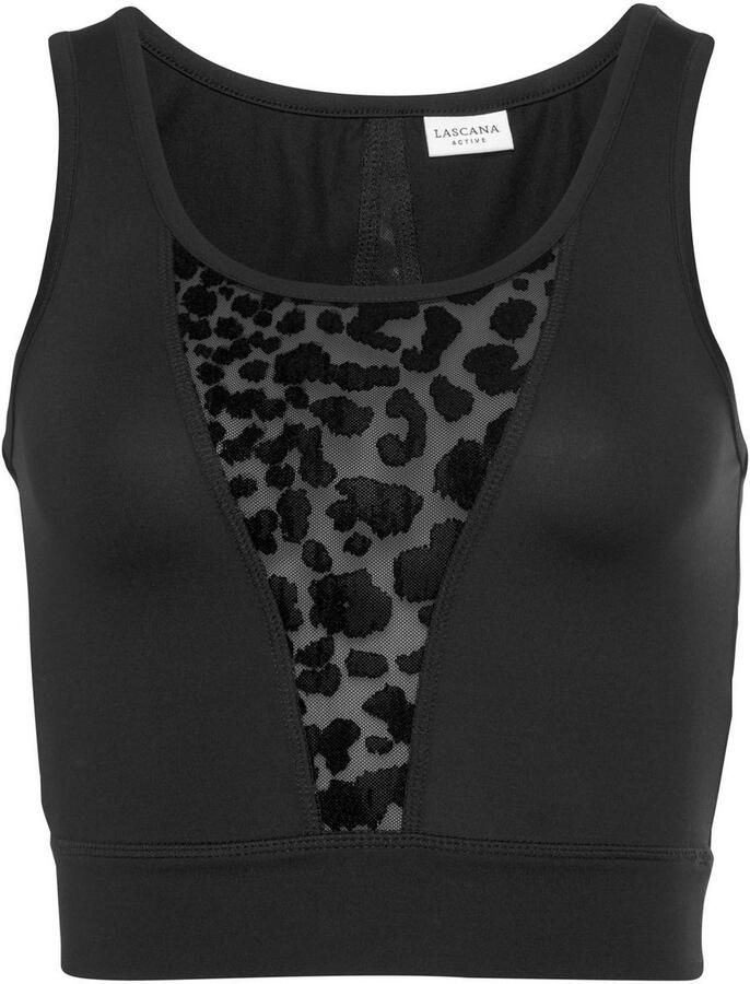 Active by Lascana Functioneel shirt met een meshinzet en luipaardmotief