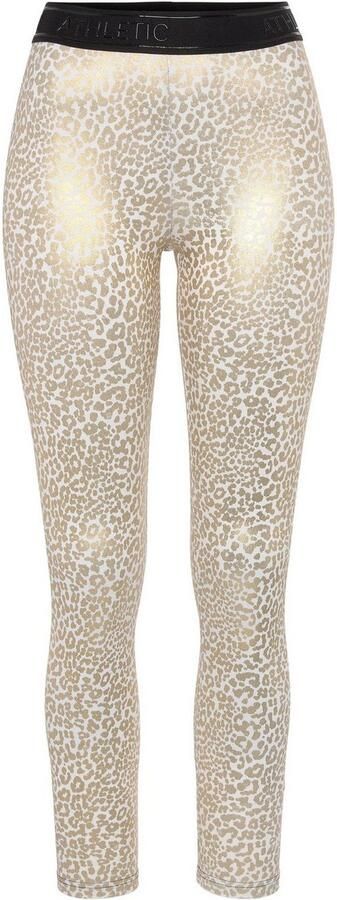 Active by Lascana Functionele legging -Sportleggings met glanzend leeuwprint en 3D-tekst op de tailleband - Foto 4