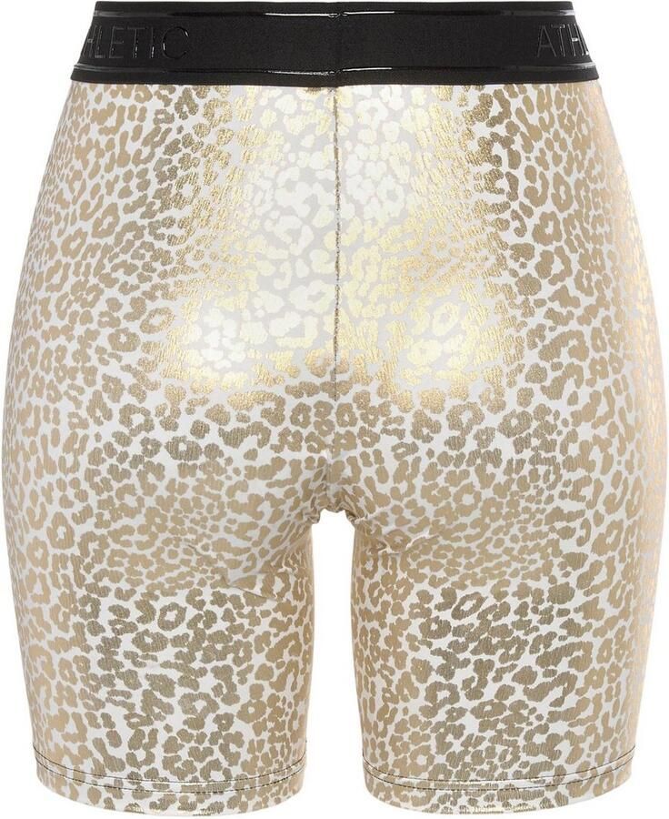 Active by Lascana Functionele short -Fietsbroek met glanzend leeuwprint en 3D-tekst op de tailleband