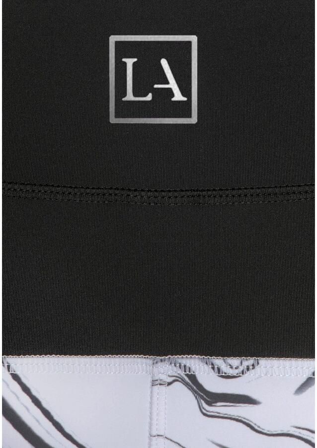 Active by Lascana Legging White Marble in marmer-motief met strepen opzij