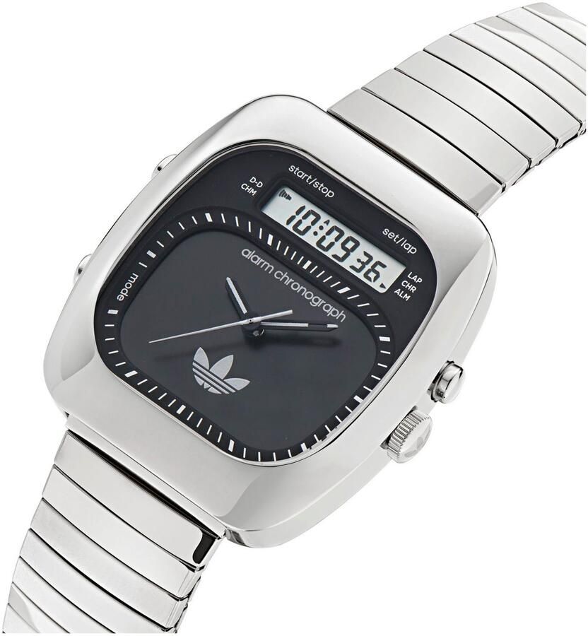 Adidas Originals Chronograaf RETRO WAVE THREE Armbandhorloge herenhorloge dameshorloge roestvrij staal armband stopwatchfunctie digitaal - Foto 3