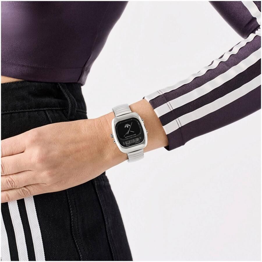 Adidas Originals Chronograaf RETRO WAVE THREE Armbandhorloge herenhorloge dameshorloge roestvrij staal armband stopwatchfunctie digitaal