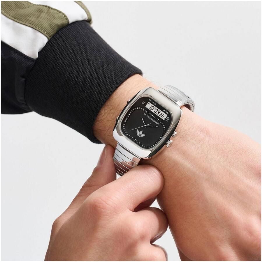 Adidas Originals Chronograaf RETRO WAVE THREE Armbandhorloge herenhorloge dameshorloge roestvrij staal armband stopwatchfunctie digitaal - Foto 2