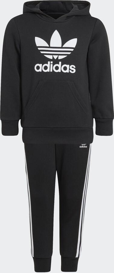 Adidas Originals Trefoil Hooded Tracksuit Children Black White- Black White - Foto 7