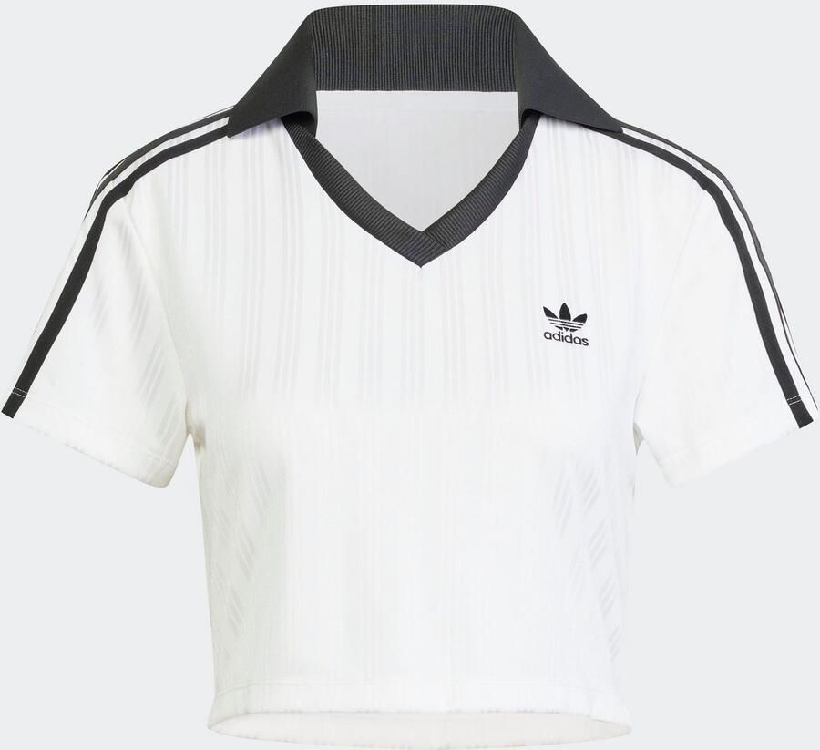 Adidas Originals 3-Stripes V-Neck Football T-Shirt White- Dames White