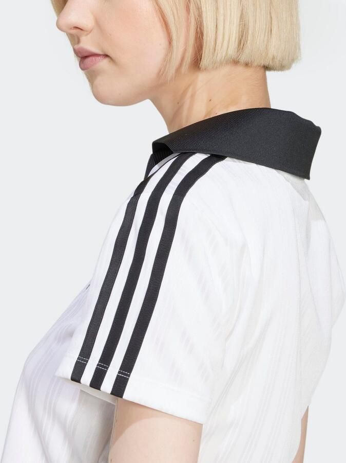 Adidas Originals 3-Stripes V-Neck Football T-Shirt White- Dames White - Foto 3