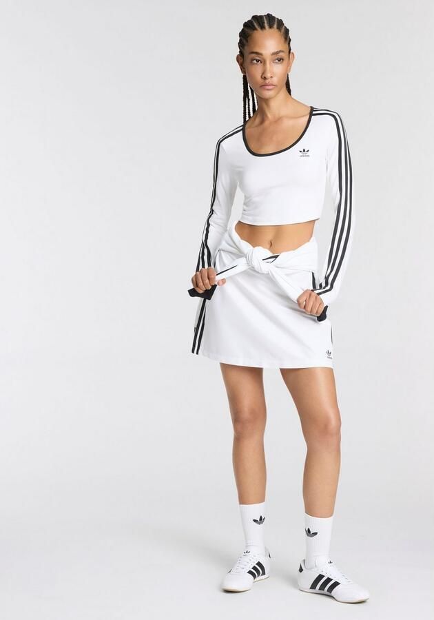 Adidas Originals 3-Stripes Scoop Long Sleeve Crop Top Wit- Dames Wit - Foto 4