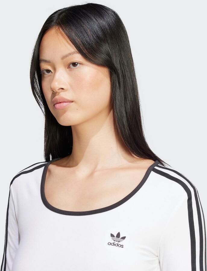 Adidas Originals 3-Stripes Scoop Long Sleeve Crop Top Wit- Dames Wit - Foto 2