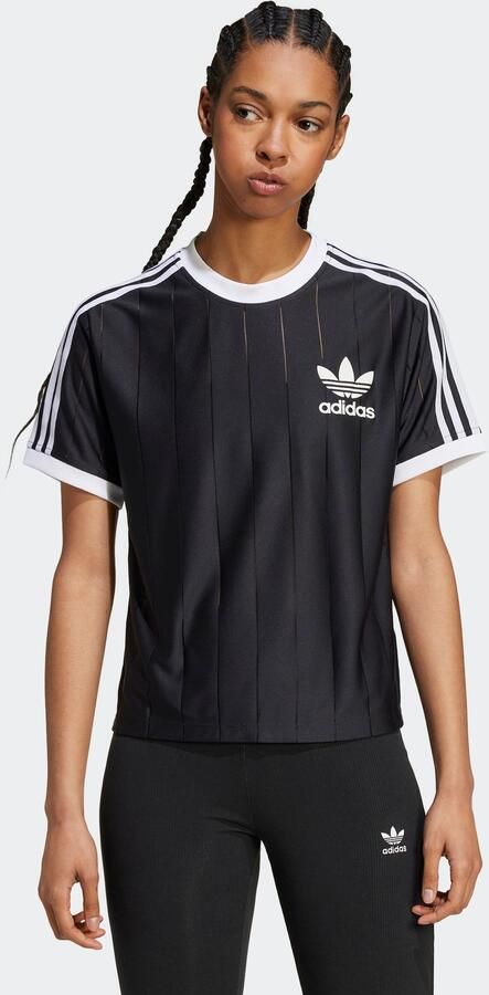Adidas Originals Pinstripe Poly T-Shirt Black- Dames Black - Foto 5