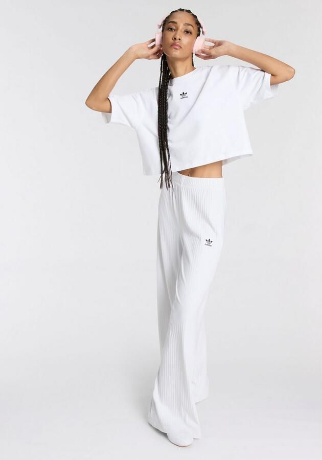 Adidas Originals Essentials Wide Rib Broek Wit- Dames Wit
