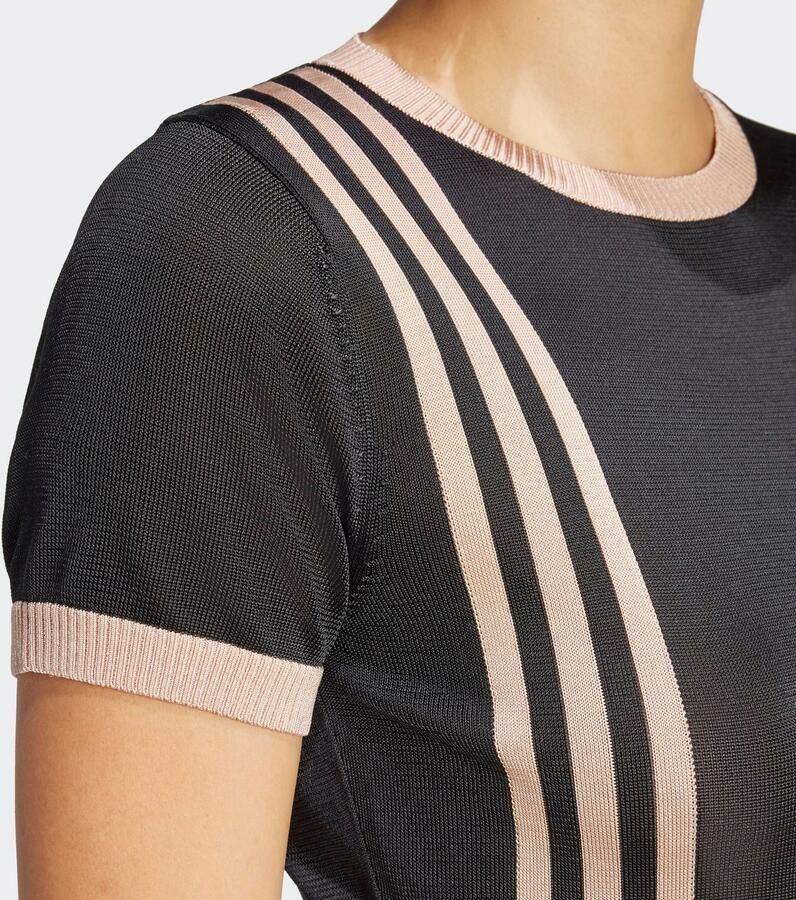 Adidas Geribbelde Crew Neck T-shirt Black Dames - Foto 3