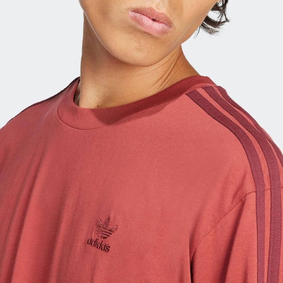 Adidas Originals Oversized 3-Stripes T-Shirt Red- Heren Red