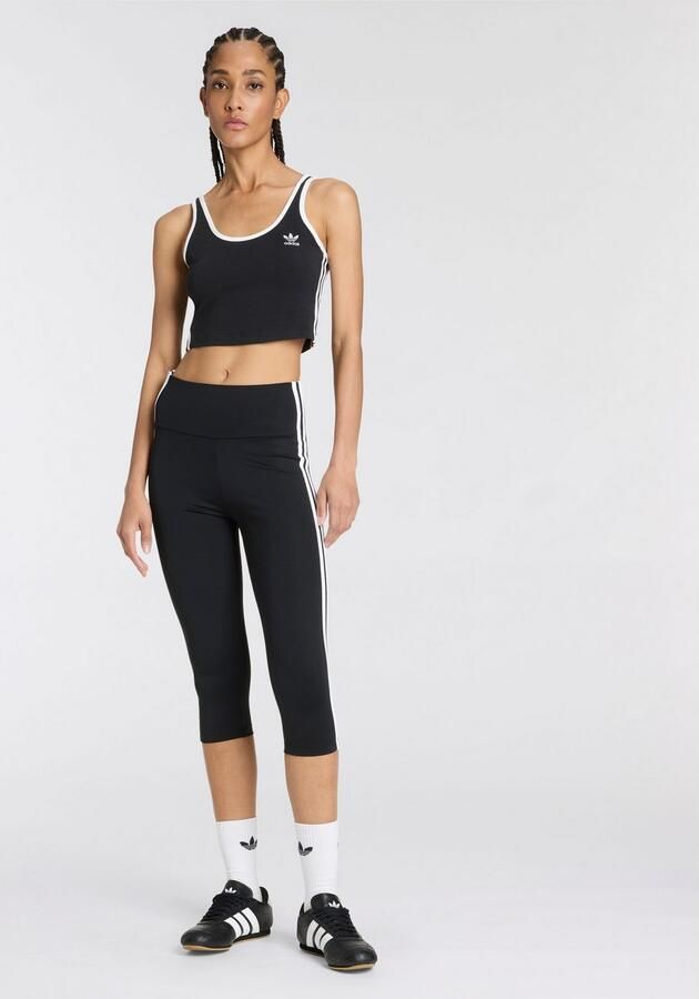 Adidas Originals 3-Stripes Crop Tank Top Zwart- Dames Zwart - Foto 3