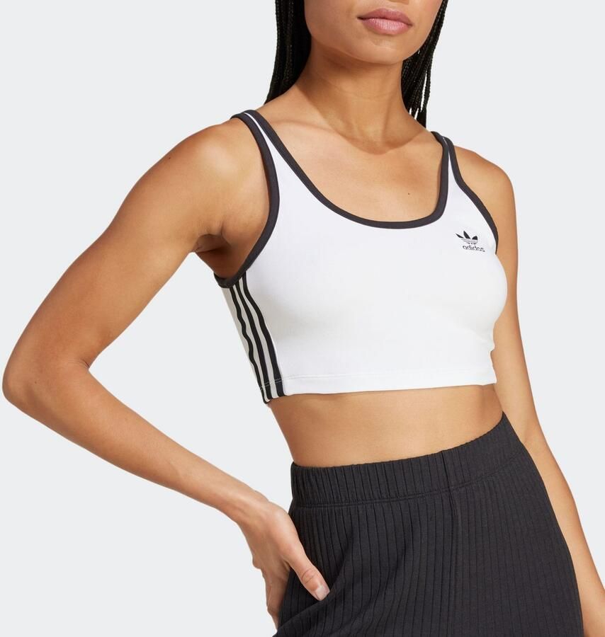 Adidas Originals 3-Stripes Crop Tank Top Wit- Dames Wit
