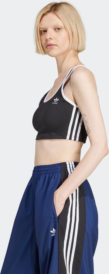 Adidas Originals 3-Stripes Crop Tank Top Zwart- Dames Zwart - Foto 7