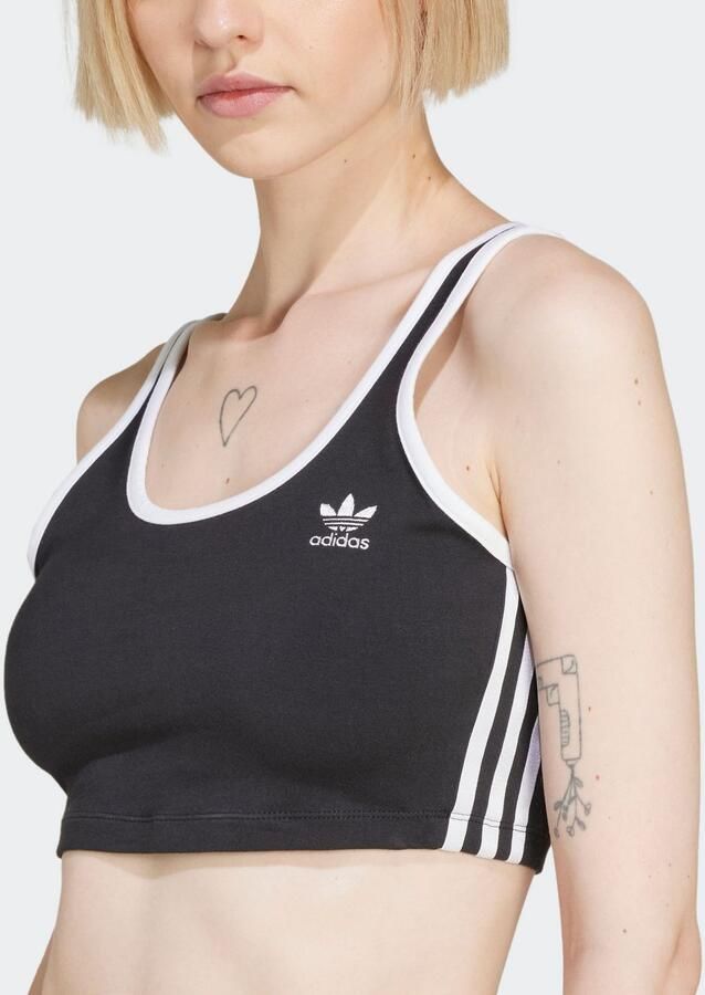 Adidas Originals 3-Stripes Crop Tank Top Zwart- Dames Zwart - Foto 2