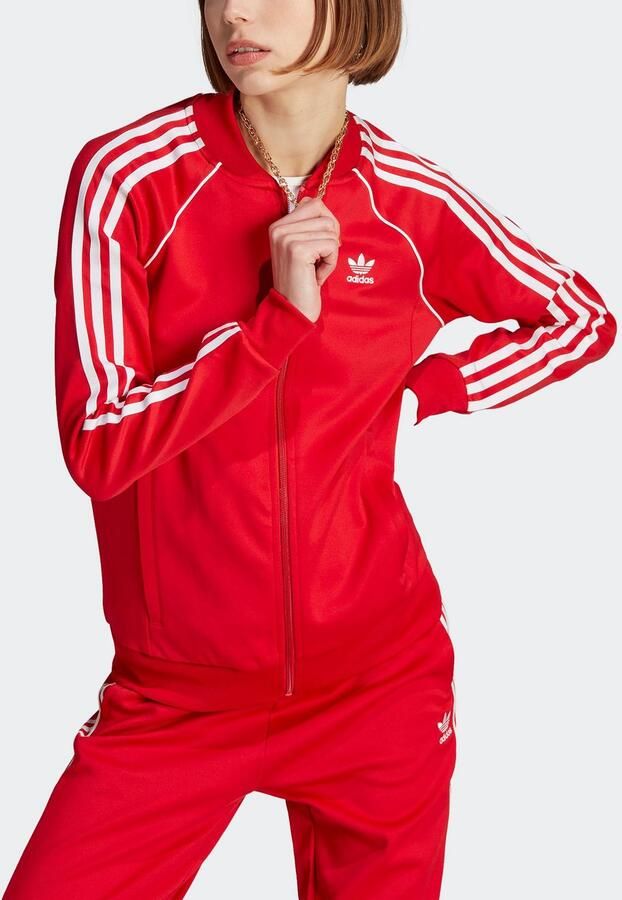 Adidas Originals Stijlvolle Zip-Through Sweatshirt voor Dames Rood Dames - Foto 3