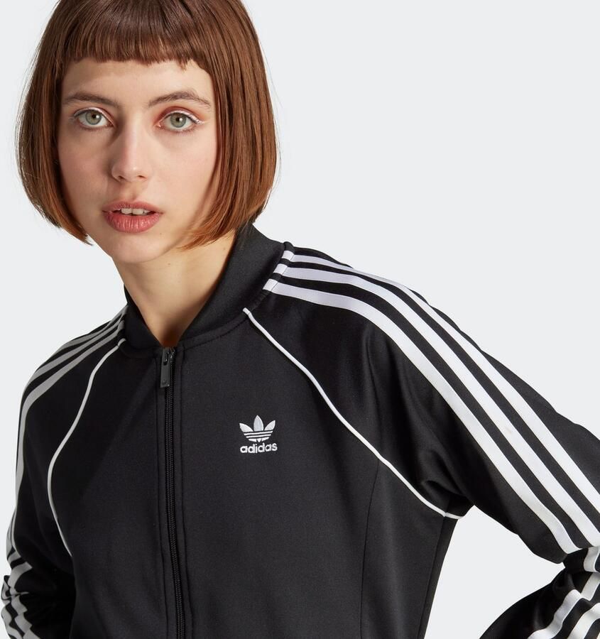 Adidas Originals Zwarte Zip Sweatshirt voor Dames Regular Fit Zwart Dames
