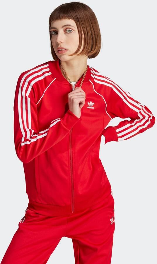 Adidas Originals Stijlvolle Zip-Through Sweatshirt voor Dames Rood Dames - Foto 4
