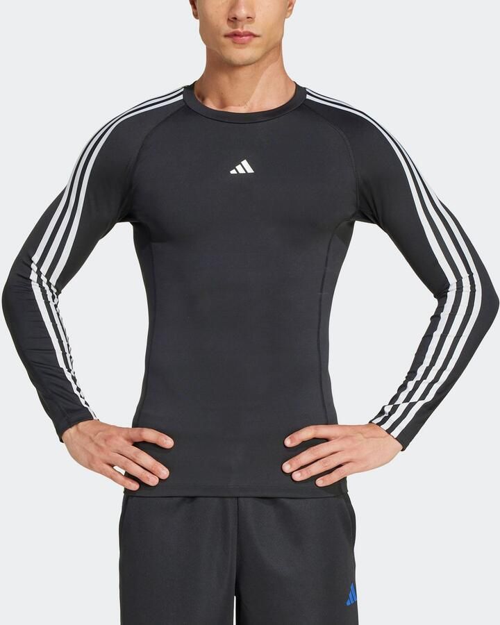 Adidas TECHFIT Compression Training 3-Stripes Longsleeve Zwart- Heren Zwart - Foto 3