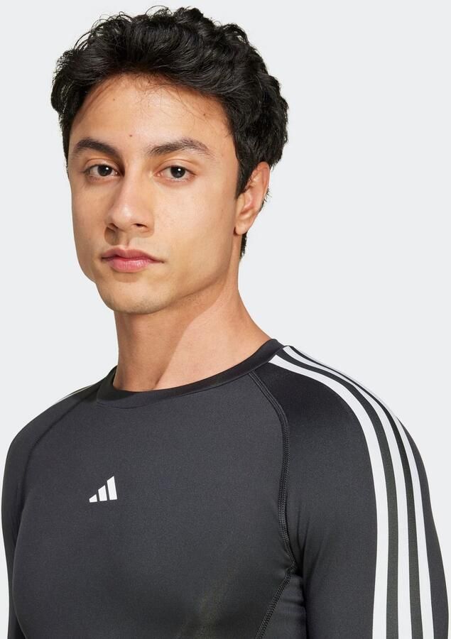 Adidas TECHFIT Compression Training 3-Stripes Longsleeve Zwart- Heren Zwart - Foto 4