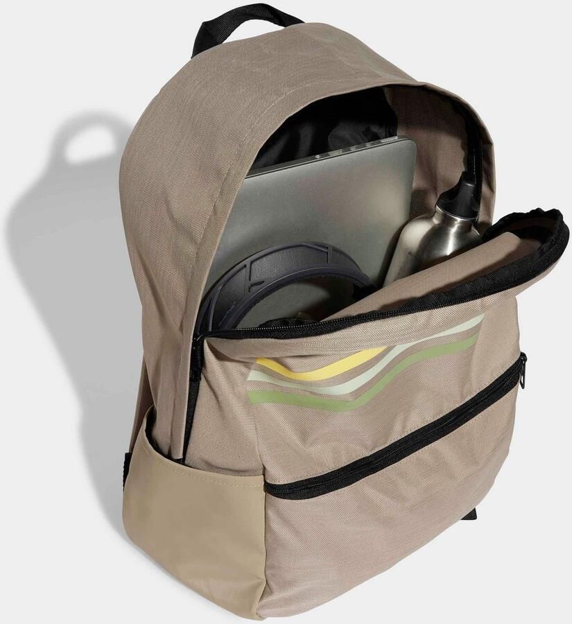 Adidas Klassieke Horizontale 3 Strepen Rugzak Beige Unisex - Foto 8