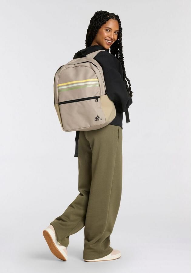Adidas Klassieke Horizontale 3 Strepen Rugzak Beige Unisex - Foto 6