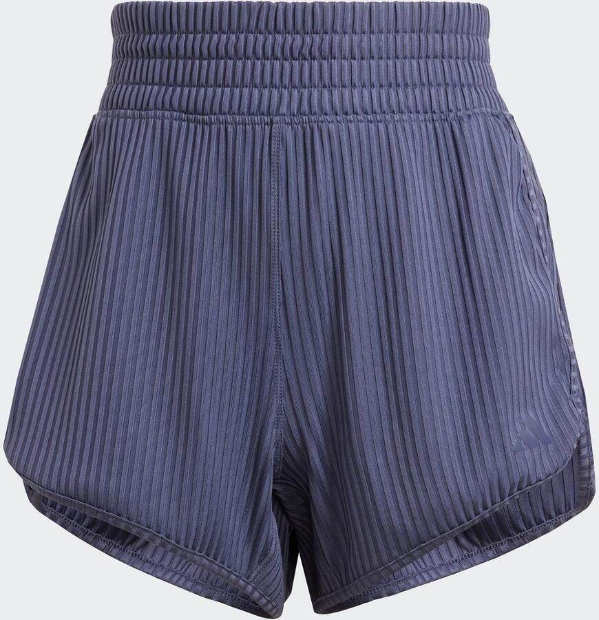 Adidas Pacer All Gym Seasonal Rib High-Rise Tonal 3-Stripes Short Blauw- Dames Blauw