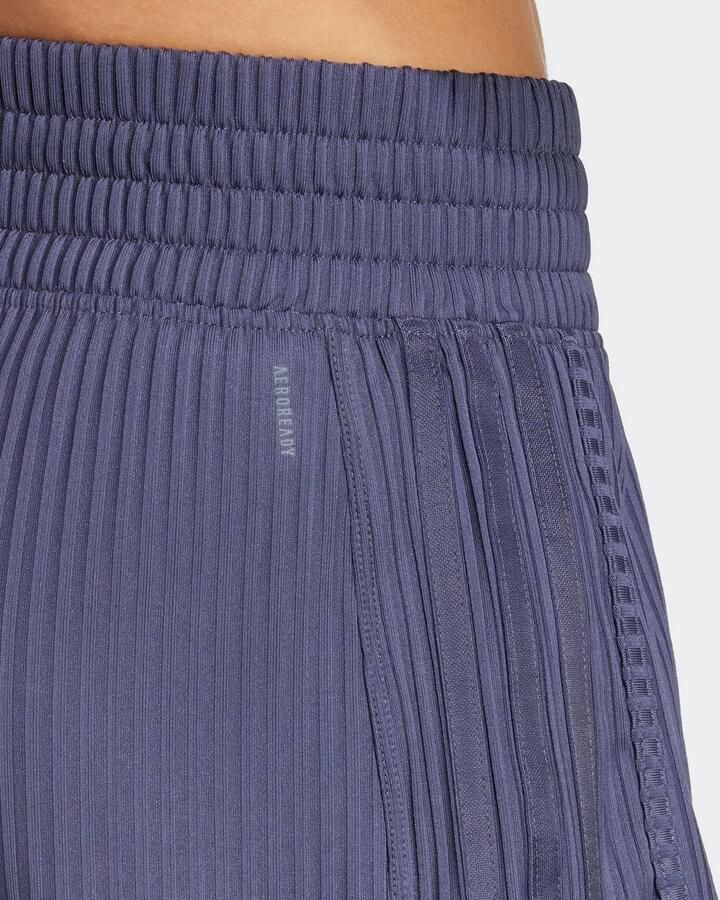 Adidas Pacer All Gym Seasonal Rib High-Rise Tonal 3-Stripes Short Blauw- Dames Blauw - Foto 3