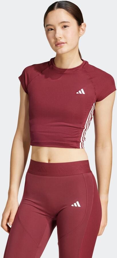Adidas Hyperglam Slim T-Shirt Bordeaux- Dames Bordeaux - Foto 17
