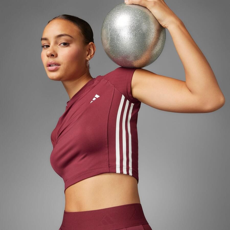 Adidas Hyperglam Slim T-Shirt Bordeaux- Dames Bordeaux - Foto 4