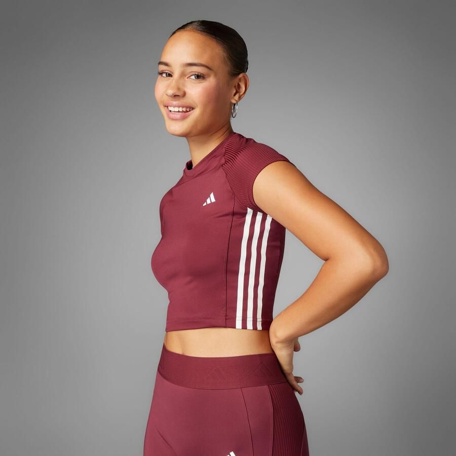 Adidas Hyperglam Slim T-Shirt Bordeaux- Dames Bordeaux - Foto 5