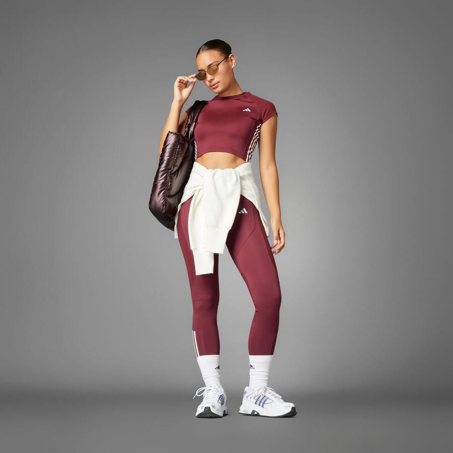 Adidas Hyperglam Slim T-Shirt Bordeaux- Dames Bordeaux - Foto 6