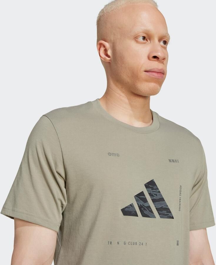 Adidas Perfor ce T-shirt M BOX LOGO G T Trainingsshirt met CLIMACOOL logo met camoprint