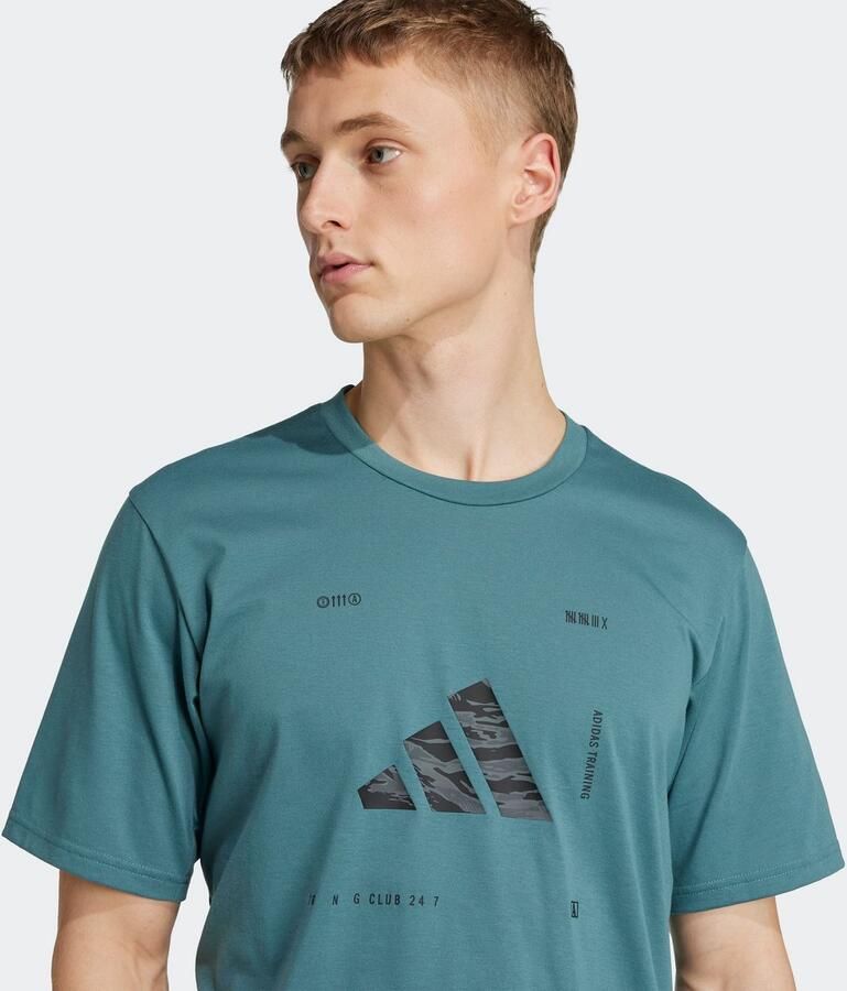 Adidas Perfor ce T-shirt M BOX LOGO G T Trainingsshirt met CLIMACOOL logo met camoprint