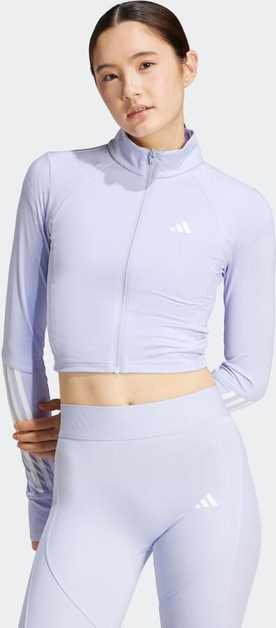 Adidas Hyperglam Rib Full Zip Top Paars- Dames Paars - Foto 19