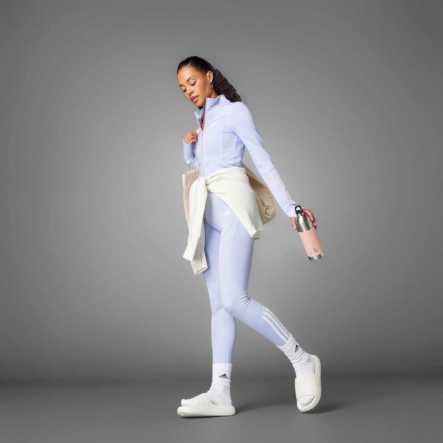 Adidas Hyperglam Rib Full Zip Top Paars- Dames Paars - Foto 5