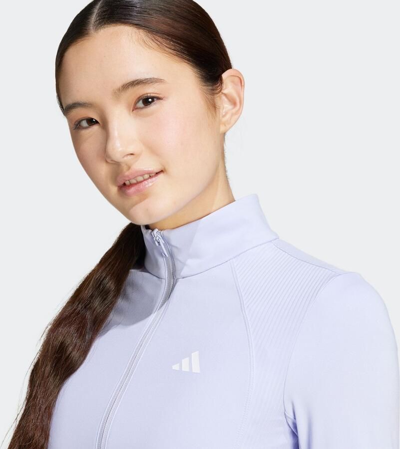 Adidas Hyperglam Rib Full Zip Top Paars- Dames Paars - Foto 13