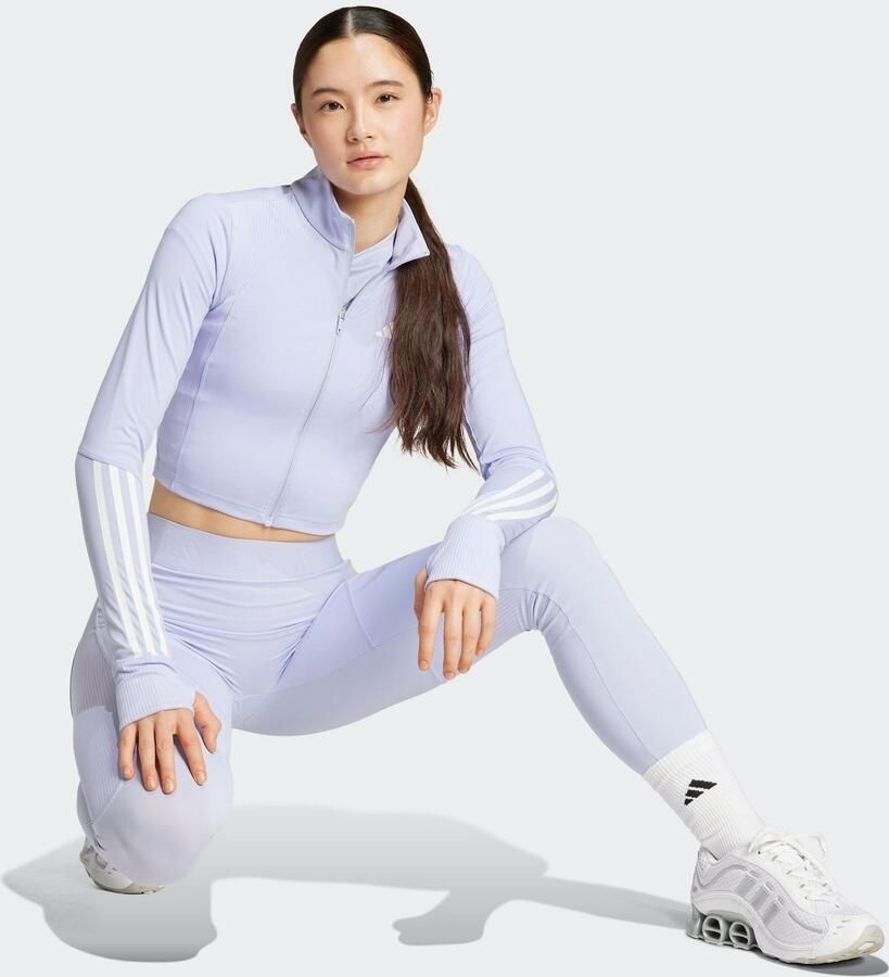 Adidas Hyperglam Rib Full Zip Top Paars- Dames Paars - Foto 12