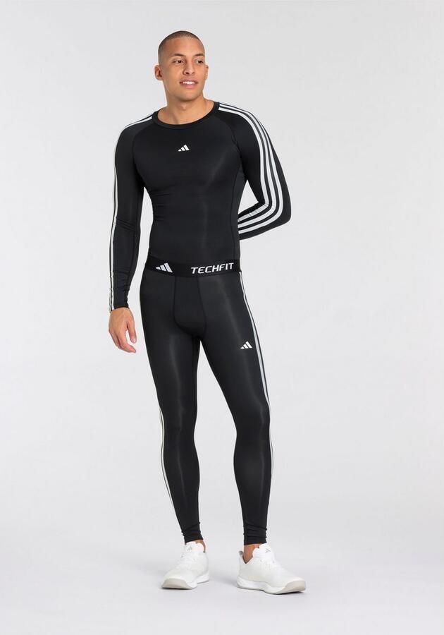 Adidas TECHFIT Compression Training 3-Stripes Lange Legging Zwart- Heren Zwart - Foto 8