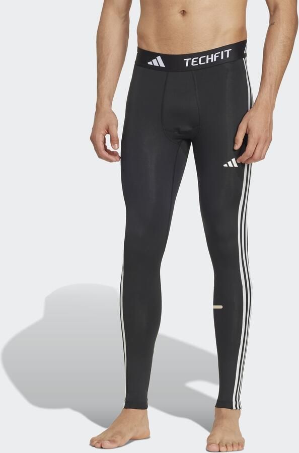 Adidas TECHFIT Compression Training 3-Stripes Lange Legging Zwart- Heren Zwart - Foto 4