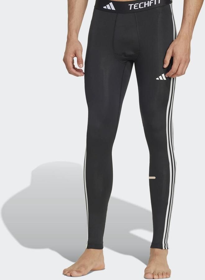 Adidas TECHFIT Compression Training 3-Stripes Lange Legging Zwart- Heren Zwart - Foto 3