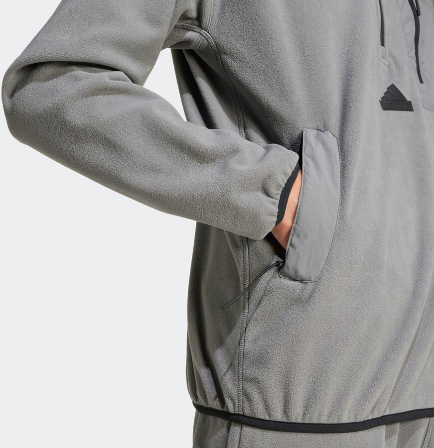 Adidas City Escape Polar Fleece Jack met Halflange Rits Grijs- Heren Grijs - Foto 7