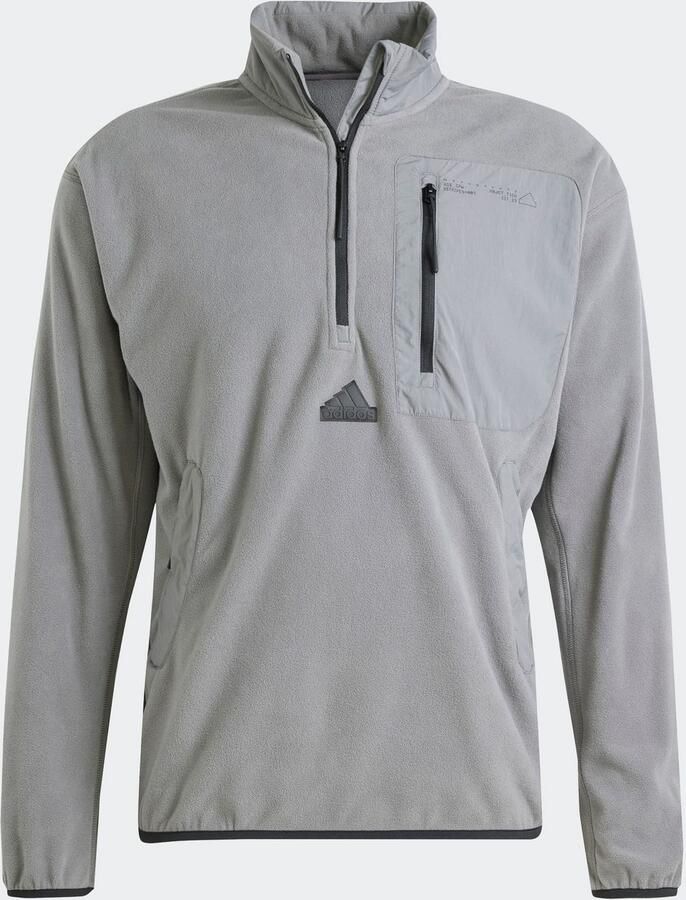 Adidas City Escape Polar Fleece Jack met Halflange Rits Grijs- Heren Grijs